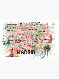 an illustrated map of madrid, spain