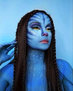 Avatar makeup Avatar Makeup, Avatar Halloween, Halloweenský Makeup, Avatar Cosplay, Creepy Halloween Makeup, Scrub Corpo, Cool Halloween Makeup, Face Paint Makeup, Halloween Makeup Inspiration