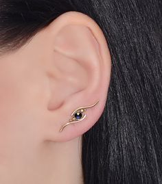 Elegant Sapphire ear climber Hey, I found this really awesome Etsy listing at https://www.etsy.com/listing/271267222/gold-ear-climber-earring-ear-pins-ear 14k Gold Ear Climbers For Gift, 14k Gold Ear Climbers As Gift, 14k Gold Pierced Ear Cuff Gift, 14k Yellow Gold Internally Threaded Ear Cuff, 14k Gold Ear Cuff With Matching Earrings For Gift, 14k Gold Ear Cuff, Climbers Earrings, Ear Sweeps, Ear Wrap Earrings