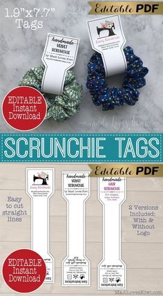 the instructions for how to make scrunchie tags