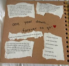 a book with torn paper on it that says one year down forever to go