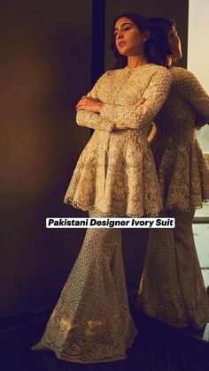 Frock Garara Design, Frock Garara, Garara Design, Faraz Manan, Ivory Suit, Gharara Suits, Shadi Dresses, Traditional Indian Dress