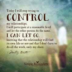 an image of a man and woman standing in the grass with a quote about control