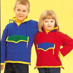 two children wearing sweaters made to look like they are standing next to each other