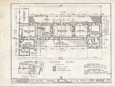 an old blueprint shows the floor plan for a house