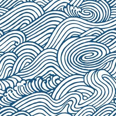 an abstract blue and white background with wavy lines in the shape of waves on top of each other