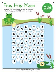 a frog hop maze with numbers to 10