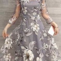 - Lace Fabric Elegant Floral Dress, Midi Skater Dress, Elegant Midi Dresses, Populaire Outfits, فستان سهرة, Moda Vintage, Dress Silhouette, 여자 패션, Mother Of The Bride Dresses