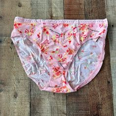 Victoria Secret Cotton Floral Hipster Panty Panties Underwear High Leg Brief -L Feminine Stretch Floral Print Bottoms, Stretch Floral Print Bottoms For Daywear, Loungewear Briefs With Elastic Waistband, Pink Floral Print Bottoms For Daywear, Lingerie Outfits, Bra And Panty Sets, High Leg, Victoria's Secret Pink, Victoria Secret