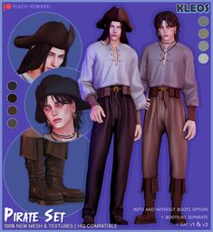 the pirate set includes two men in different outfits