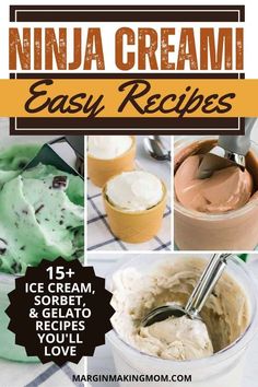 the cover of an ice cream recipe book, with pictures of different desserts in it