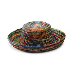 Women's Crocheted Raffia Hat (RHL10) Crochet Hats Free Pattern Ladies, Crochet Hats For Boys, Raffia Sun Hat, Raffia Crochet, Funky Hats, Crochet Sun Hat, Pretty Hats, Colorful Hat, Crocheted Hats