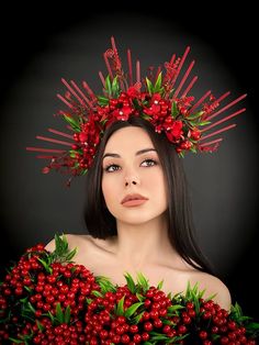 Ukrainian Crown Red Wedding Fairy Crowns Diy, Goddess Headdress, Christmas Headpiece, Spanish Costume, Hijabista Fashion, Fairy Tea Parties, Fairy Crown