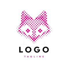 the logo is made up of squares and has an image of a cat's head