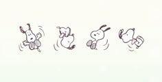 an animated drawing of three dogs running and jumping