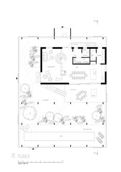 the floor plan for a house with two levels and an open living area, including a kitchen