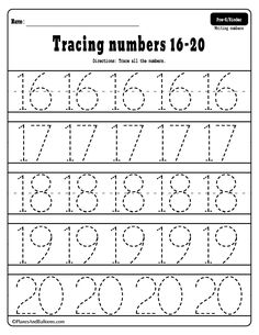 the worksheet for numbers 1 - 20 is shown in this printable page