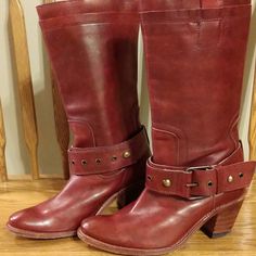 Euc Worn 3-4 Times Cherry Color, Frye Shoes, Shoes Heels Boots, Shoes Women Heels, Heeled Boots, Shoes Heels, Cherry, Women Shoes, Boots