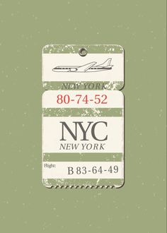 an old luggage tag with the new york city airport on it's back side