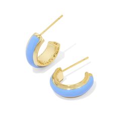 Amp up your earring game with the Kendra Scott Ainsley Huggie Earrings in White Enamel. The minimal huggie style goes bold with hand-painted enamel embellishments, and the sides feature our signature hoofprint detailing for added texture. Lightweight enough for all-day wear, this pair will take any look from everyday to occasion ready. Metal - 14k Yellow Gold Over Brass Material - Light Blue Enamel Closure - Ear Post Size - 0.59 Inches in Length and 0.56 Inches in Width Note - Due to the one-of- Hoof Print, Amber Color, Huggie Earrings, Gold Enamel, Brass Material, White Enamel, Huggies Earrings, Kendra Scott, Types Of Metal