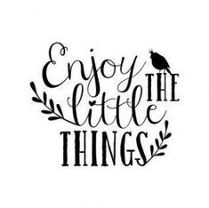 the phrase enjoy the little things is shown in black and white with an image of a bird