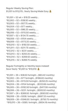 an image of a computer screen with numbers and symbols on it, including the words regular weekly savings plan $ 100 to $ 150 nearly saving made easy