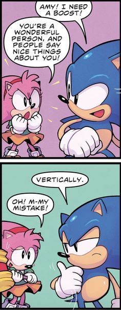 the comic strip shows sonic and pinkie talking to each other, with caption that reads