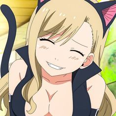 a woman with long blonde hair and cat ears