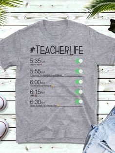 Teacher Alarm Shirt - Short-Sleeve Unisex T-Shirt / Teacher Life / Funny Teacher Tees / Gifts For Te Gray T-shirt With Screen Print, Short Sleeve Screen Print T-shirt For School, Teacher Items, Teacher Tired, Teacher Wear, Work Gifts, Life Funny, Funny Teacher, T Shirt Image