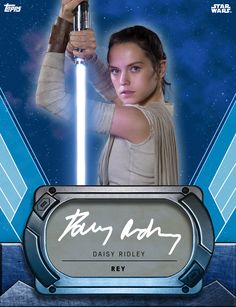 the card for star wars, featuring daisy riley as rey obr - ov