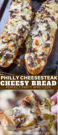 philly cheesesteak cheesy bread with peppers