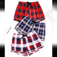 Wore The Red Plaid Pair For 1 Night. Really Not My Style Have Been Washed And Ready To Wear For Ya. Very Stretchy Inseam 2" Length 14" Waist 19" Unstretched Stretched 28" All Msmts Are Rounded Up To Next Whole Number And Therefore Approximate. Buy With Confidence From A 5 Star Seller And Over 1,100 Items Sold Smoke Free Home Christmas Pjs Women Shorts, Christmas Pyjamas Shorts, Cute Christmas Pj Shorts, Shorts With Lace, Plus Lingerie, Plaid Pajamas, Plaid Bow, Loose Fit Jeans, Sleep Shorts