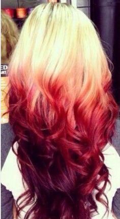 Blonde To Red, Red And Blonde Hair, Hair Color Red Ombre, Brown Ombre Hair Color, Red And Blonde, Reverse Ombre, Red Ombre Hair, Brown Ombre Hair, Beautiful Red Hair