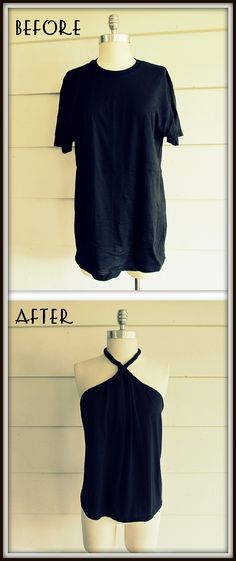 before and after photos of a black top