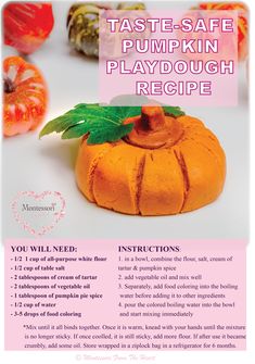 a recipe for pumpkin playdough with instructions