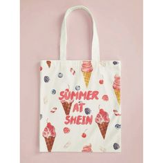 "Summer At Shein" Ice Cream Print Canvas Tote Bag Perfect For Grocery Shopping, Errands, Beach And More! 100% Cotton 13" L X 15" H Trendy Summer Beach Bag For Shopping, Summer Cotton Beach Bag, Summer Vacation Cotton Beach Bag, Cotton Beach Bag For Summer Vacation, Multicolor Summer Bags For Day Out, Casual Multicolor Beach Bag For Summer, Casual Summer Beach Bag For Summer Outings, Casual Beach Bag For Summer Outings, Shein Bags