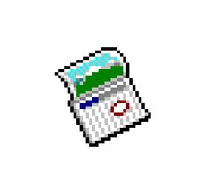 a pixellated image of a cup with a green cap