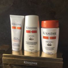 Kerastase Nutritive Set Contains: Kerastase Nutritive Bain Satin Shampoo Kerastase Nutritive Lait Vital Conditioner Kerastase Nutritive Nectar Thermique Polishing Nourishing Milk New Unused In Box Kerastase Nutritive, Milk Color, Hair Set, Hair Setting, L Oreal, Womens Hairstyles, Hair Care, Milk, Conditioner