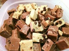 a white bowl filled with chocolate and banana pieces