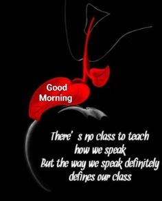 the words good morning are written in red and black with an image of a heart on it