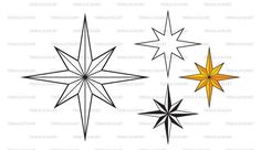 three star shapes in different colors and sizes