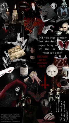 a collage of halloween related items and words