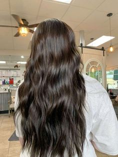 Dark Brown Hair Wavy Natural, Long Deep Brown Hair, Pretty Long Brown Hair, Waist Length Dark Brown Hair, Very Long Dark Brown Hair, Long Dark Brown Hair With Extensions, Beach Waves Dark Brown Hair, 22 Inch Hair Extensions Brown, Long Brown Extensions