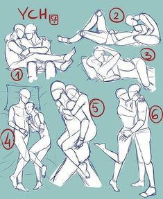 the instructions for how to draw people in different poses and positions, including hands on their knees