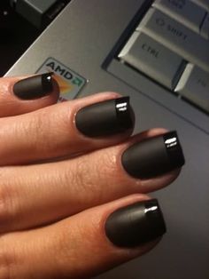 Black French Manicure, Nagellack Trends, Black Nail Polish, Nail Polish Trends, Orange Nails, Manicure Y Pedicure