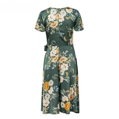 Elegant Floral Print V Neck Wrap Satin Dress



Size


S / cm


M / cm


L / cm




RUS


44


46


48




US


4-6


8-10


12




UK


8


10


12




AU


8


10


12




EU


34-36


38-40


42




Bust


Tile


86


90


94




Recommend


84-88


88-92


92-96




Waist


Tile


73


77


81




Recommend


66-69


70-73


74-77




Hip


Recommend


90-94


94-98


98-102




Shoulder


37


38


39




Sleeve


18


19


20




Back Length


103


104


105




NOTE:
1. Please strictly f Fall Floral Print Short Sleeve Dresses, Fall Garden Party Dress With Short Sleeves, Fall Printed Short Sleeve Dresses, Fall Short Sleeve Printed Dresses, Green Fitted Floral Dress With Short Sleeves, Casual Fitted Green Floral Dress, Fall Garden Party Midi Dress With Short Sleeves, Simple Midi Dress, Dusty Pink Bridesmaid Dresses