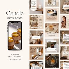 an advertisement for candle insta posts with images of candles