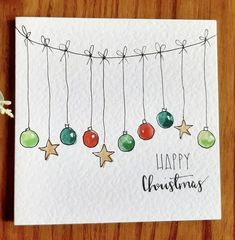 Christmas Watercolours Easy, Cute Watercolour Christmas Card, Christmas Decor Painting Ideas, Water Colored Christmas Cards, Christmas Lights Watercolor Painting, Christmas Card Inspiration Watercolour, Watercolour Xmas Gift Tags, Waterpaint Christmas Card, Painted Gift Tags Christmas