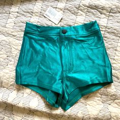 Never Worn With Tags. Size Xxs. Disco Shorts, American Apparel Shorts, Stage Lights, American Apparel, Blue Green, High Waist, Color Blue, High Waisted, Turquoise