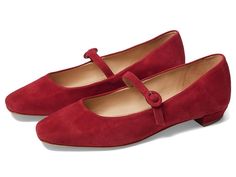 Bernardo Gabriela - Women's Shoes : Dark Red : Indulge in elegance with Bernardo Gabriela, where sophistication meets comfort. These smooth leather ballerina flats boast a chic square toe and a stylish Mary Jane buckle strap. Crafted with meticulous detail, the leather lining and insole ensure a luxurious feel, making every step a delight. Leather upper. Slip-on style. Leather and rubber outsole. Made in Brazil. Measurements: Heel Height: 3 4 in Weight: 7 oz Product measurements were taken using size 9, width M. Please note that measurements may vary by size. Chic Red Leather Ballet Flats, Elegant Red Leather Ballet Flats, Elegant Red Ballet Flats With Flat Heel, Elegant Red Ballet Flats With Almond Toe, Elegant Red Almond Toe Ballet Flats, Classic Red Formal Ballet Flats, Classic Red Ballet Flats For Formal Occasions, Elegant Red Ballet Flats For Work, Elegant Leather Ballet Flats With Red Sole